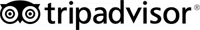 A TripAdvisor logo with its circular double-eye symbol and the word &ldquo;tripadvisor&rdquo; in lowercase, pixelated black text, ending with a small dot.